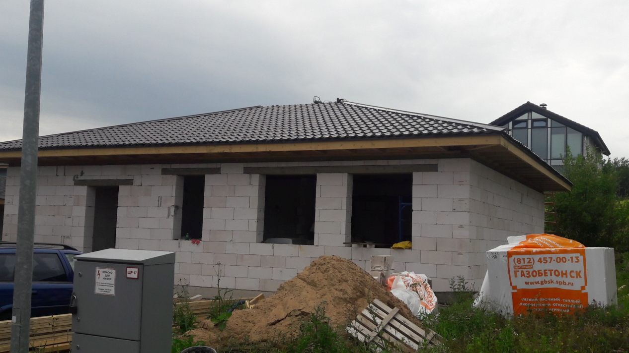 строительство одноэтажного загородного дома 120 м кв из газобетона во Всеволожском районе